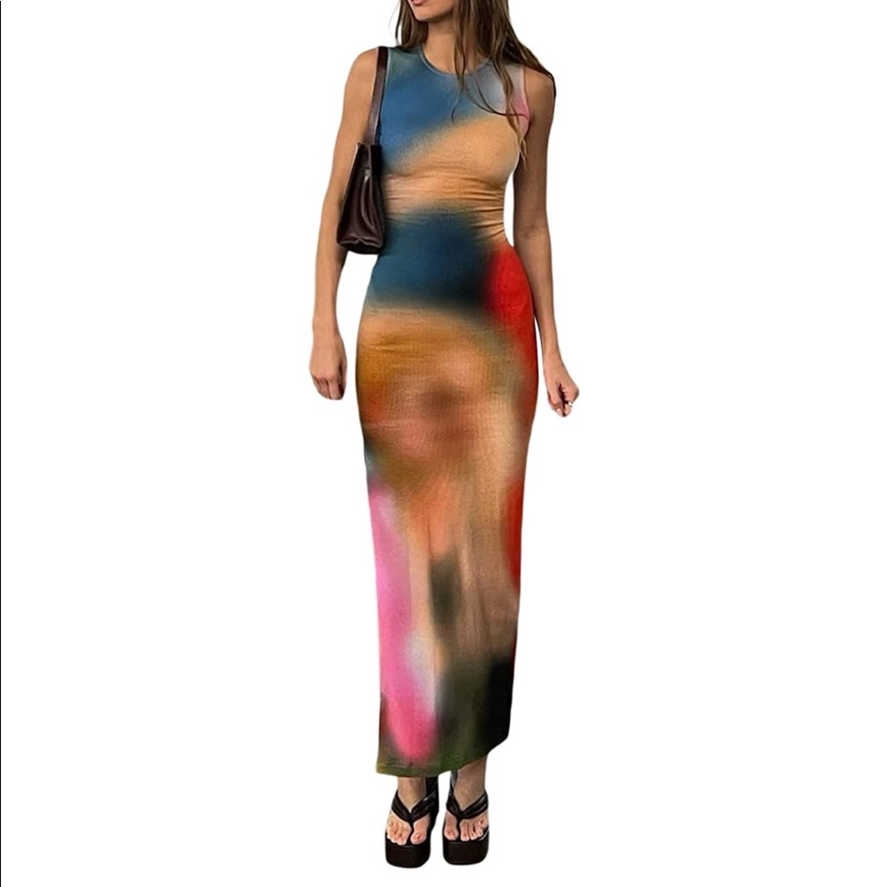 Tank Dress in Blur Tie Dye Pattern